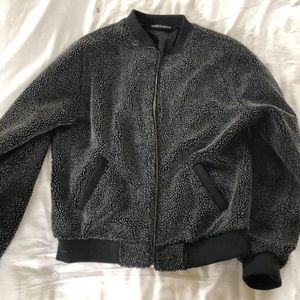 Brand new brandy Melville fuzzy bomber jacket